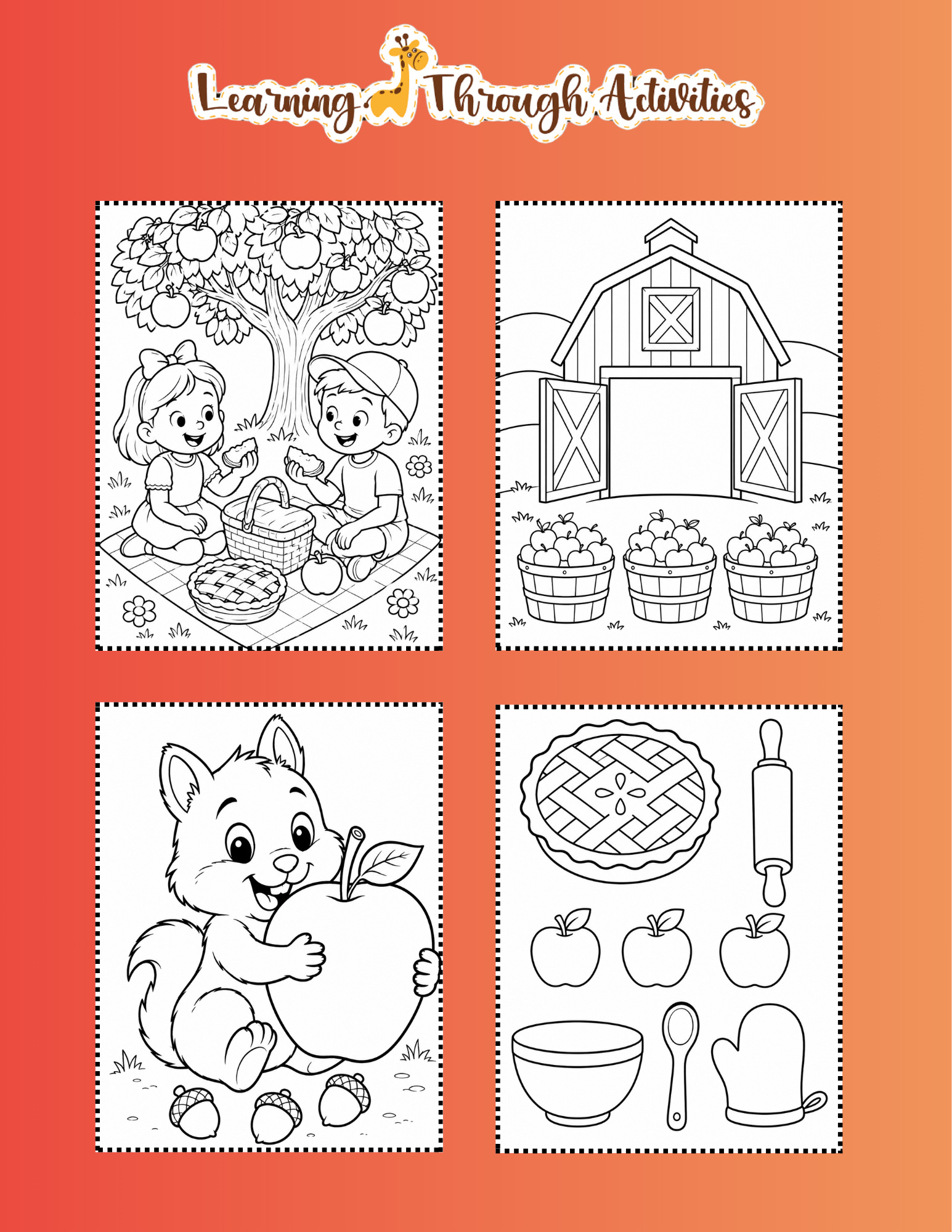Apple Harvest Coloring Pack inside pages preview