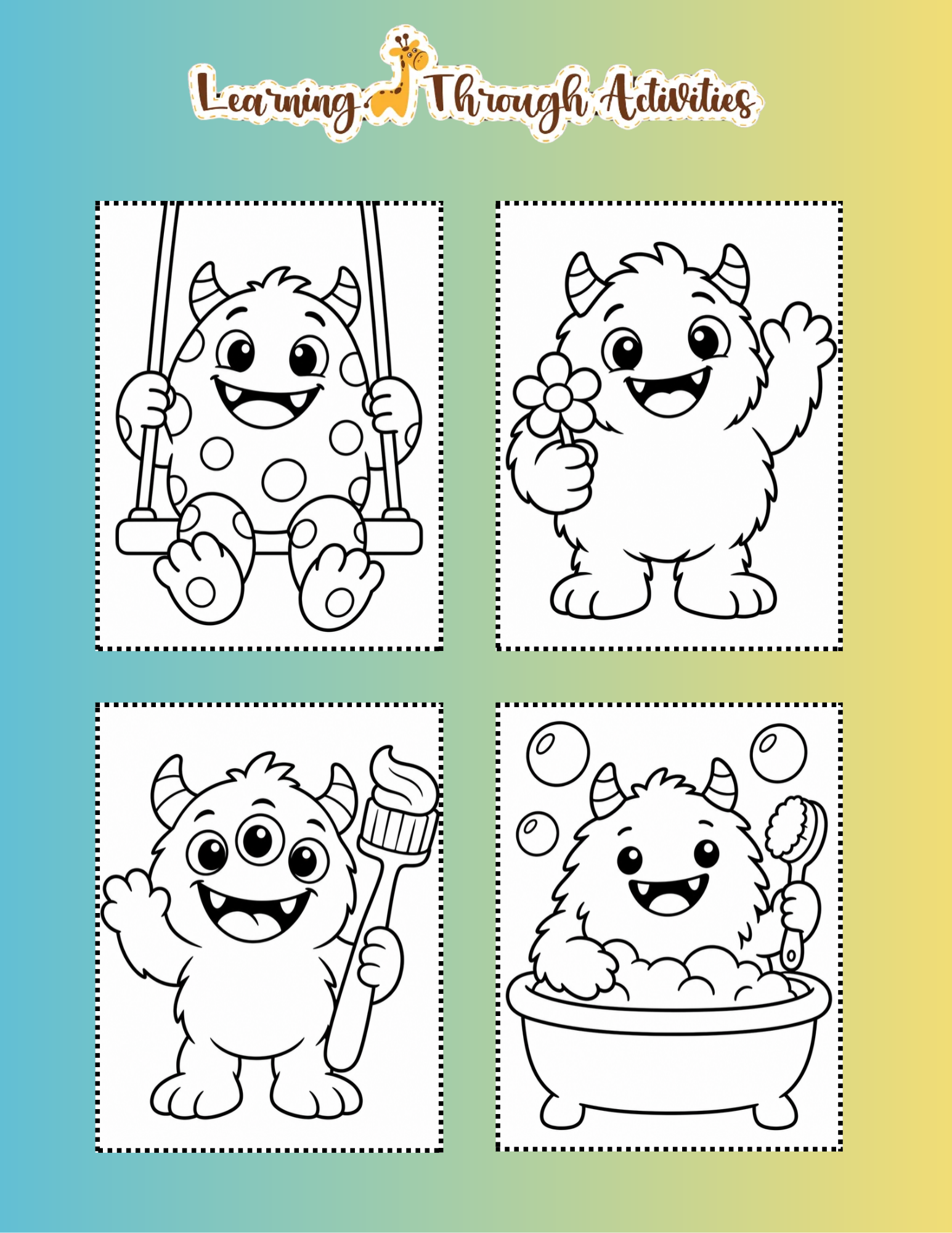 Silly Monsters Coloring Pack inside pages preview