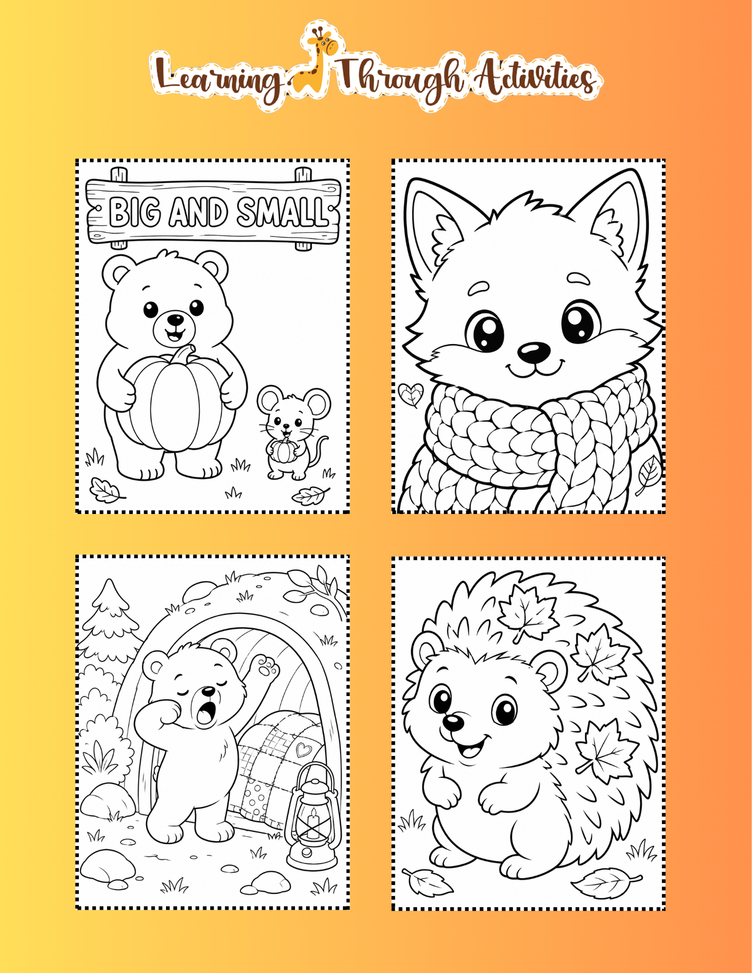 Woodland Friends Coloring Pack inside pages preview