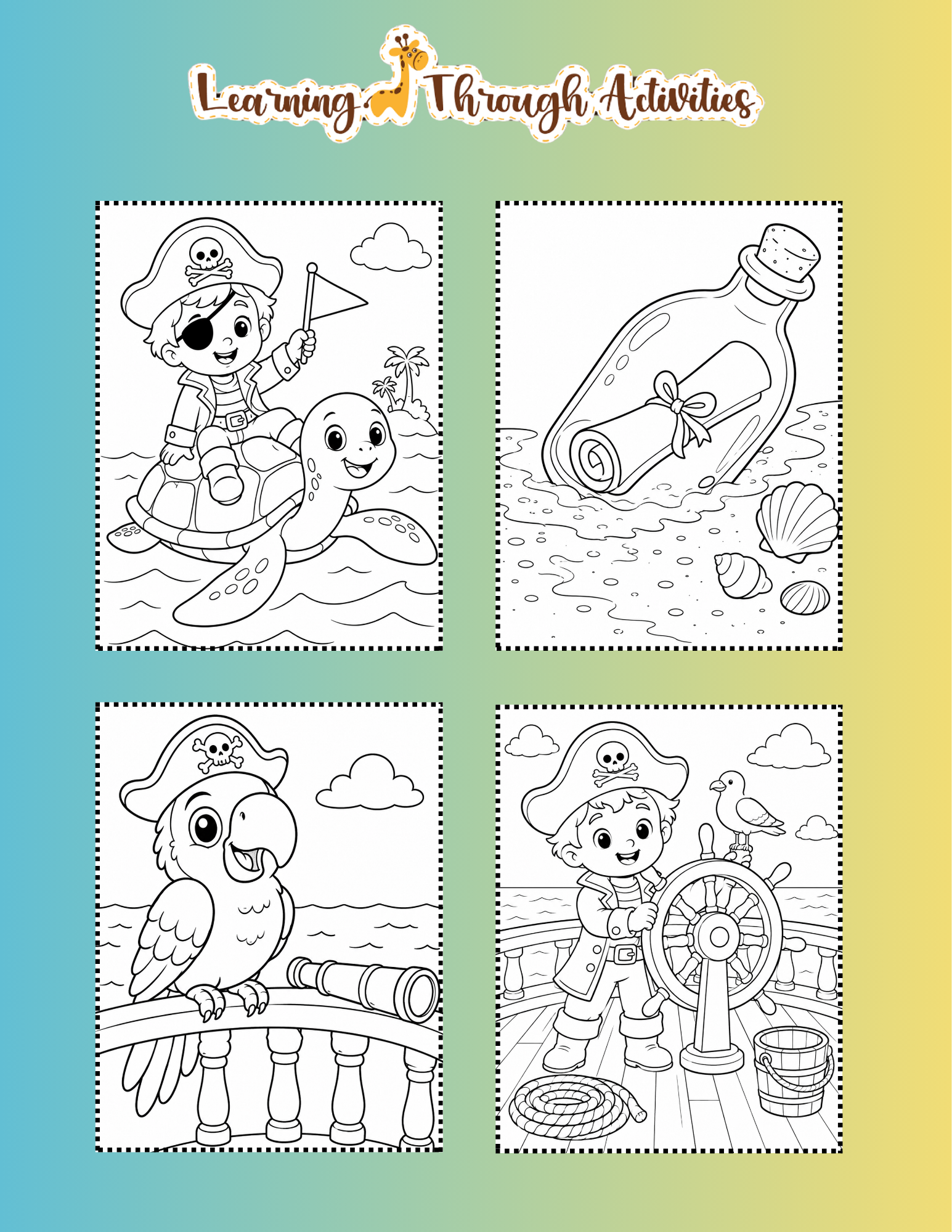 Pirate Adventures Coloring Pack inside pages preview