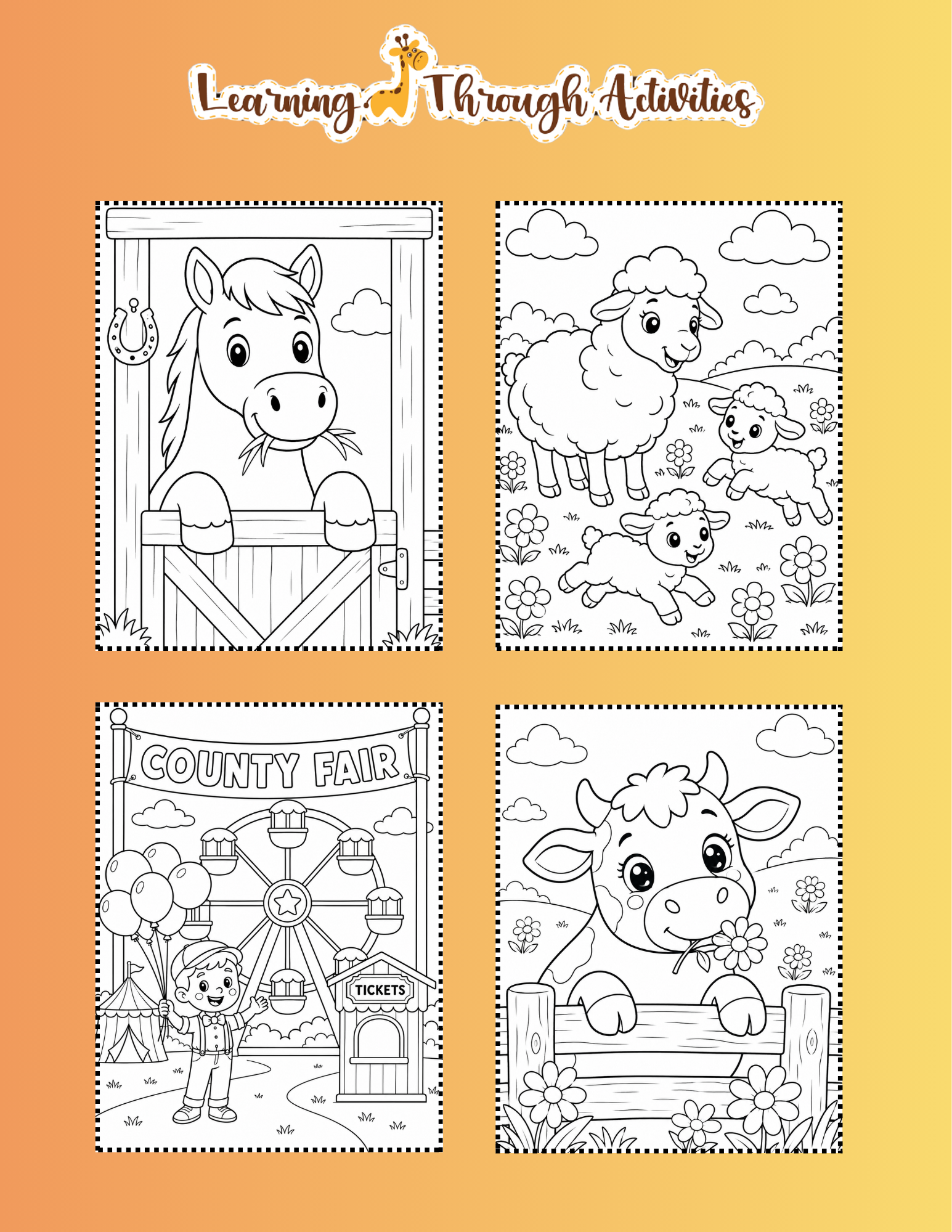 Farm Life Coloring Pack inside pages preview