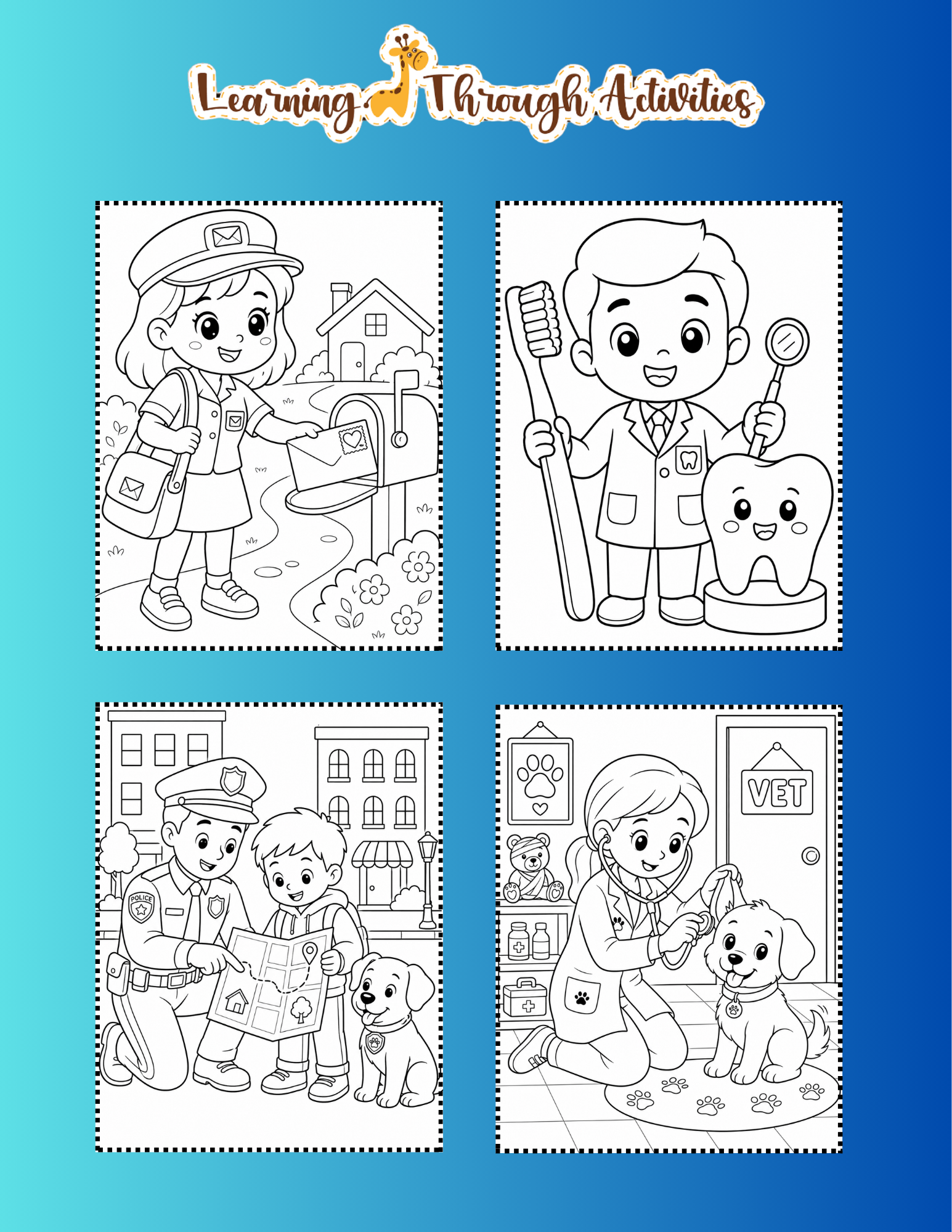 Community Helpers Coloring Pack inside pages preview