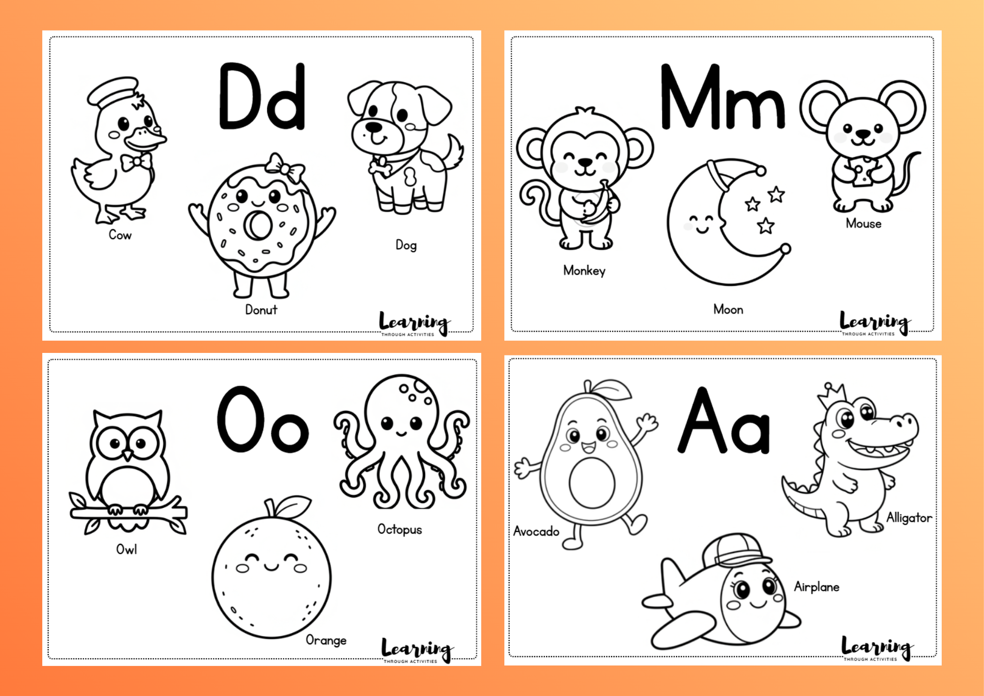 Coloring Alphabet inside pages preview