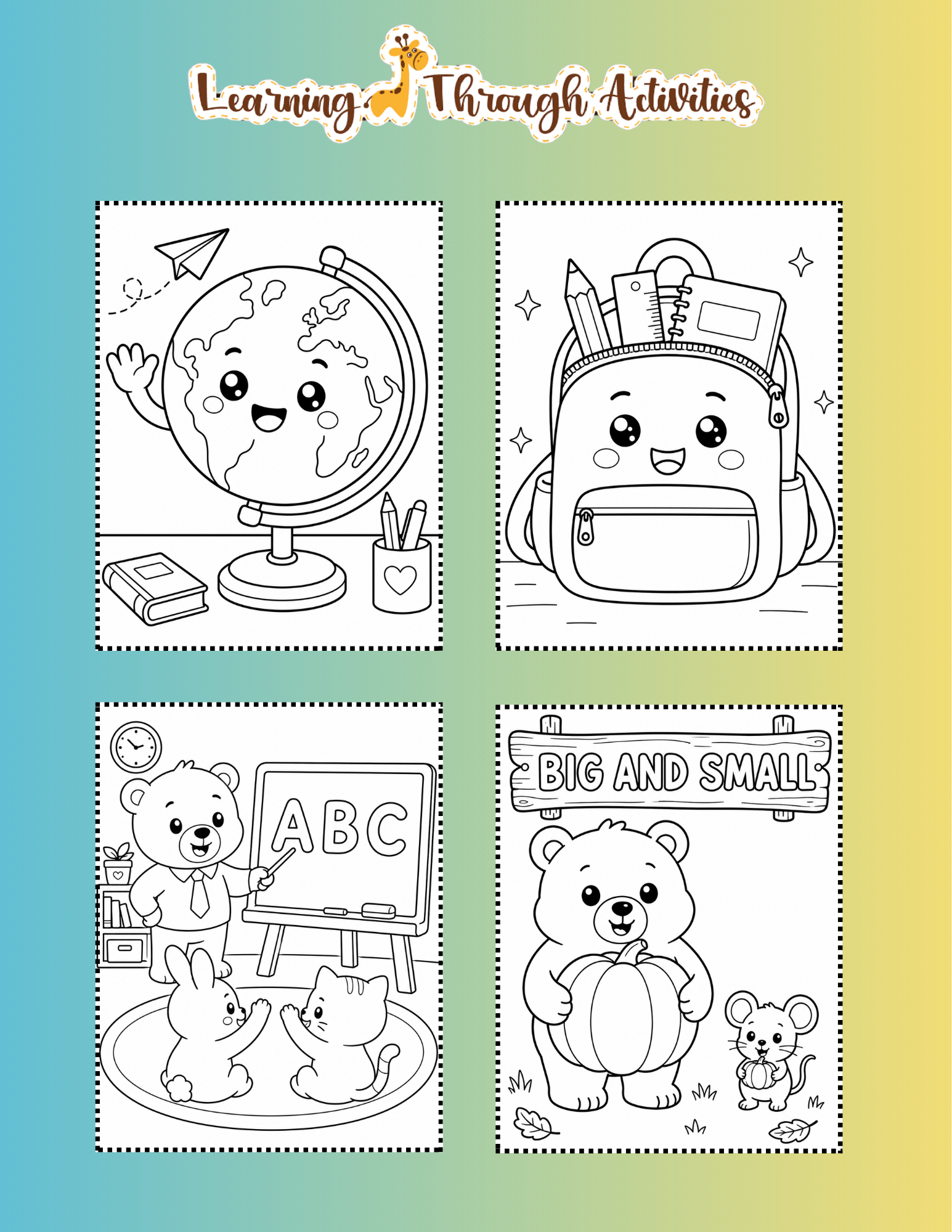 School Days Coloring Pack inside pages preview